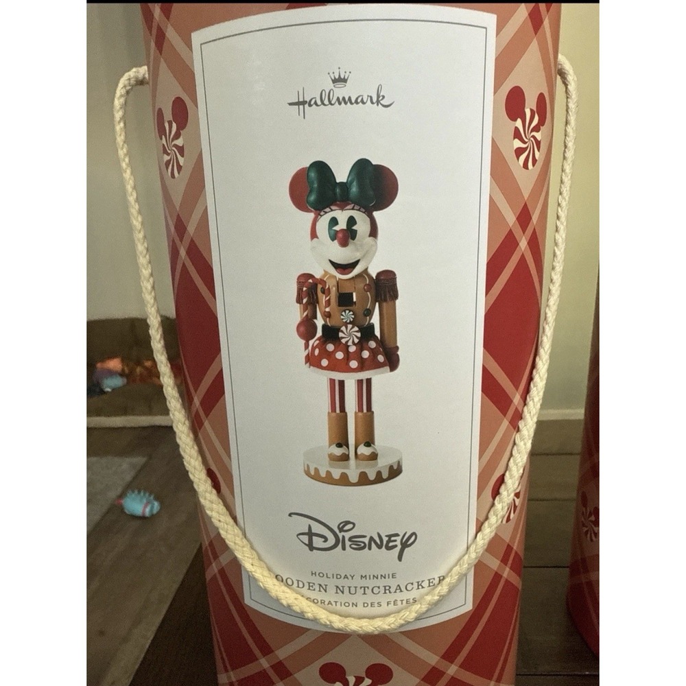 Hallmark 12.2" Minnie Mouse Wooden Nutcracker Gingerbread Disney Candy Cane